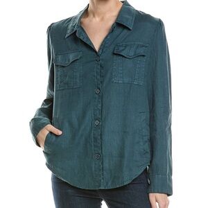 Michael Stars Linen Shacket Button-Front Utility Shirt Jacket Small